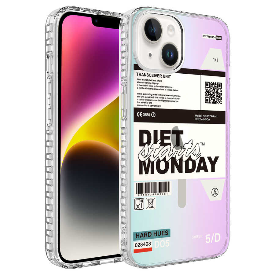 Apple iPhone 13 Kılıf Airbag Kenarlı Renkli Desenli Silikon Zore Elegans Kapak NO3