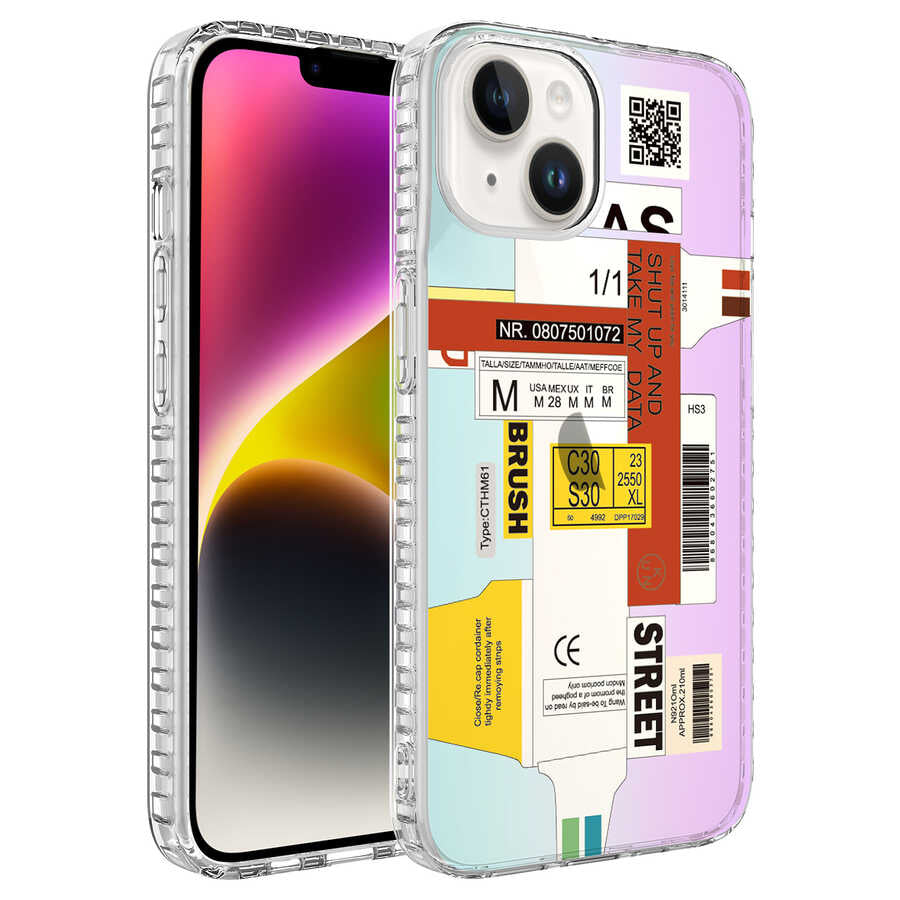 Apple iPhone 13 Kılıf Airbag Kenarlı Renkli Desenli Silikon Zore Elegans Kapak NO2