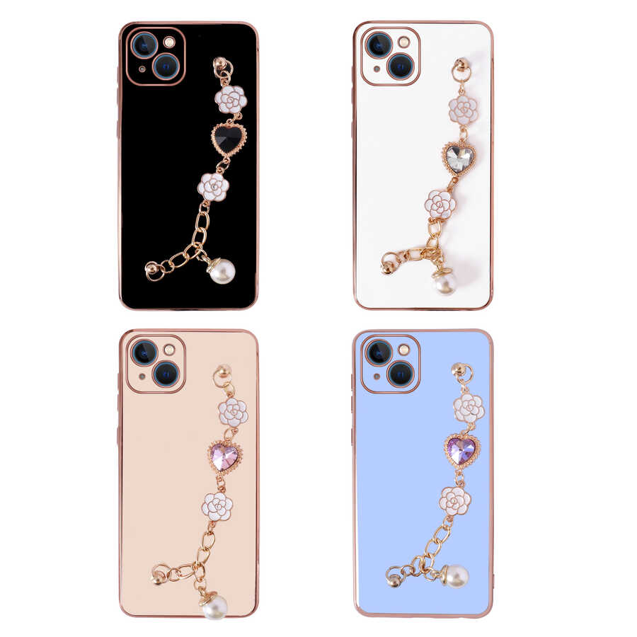 Apple iPhone 13 Kılıf El Tutamaçlı Kamera Korumalı Zore Taka Silikon Kapak Pembe