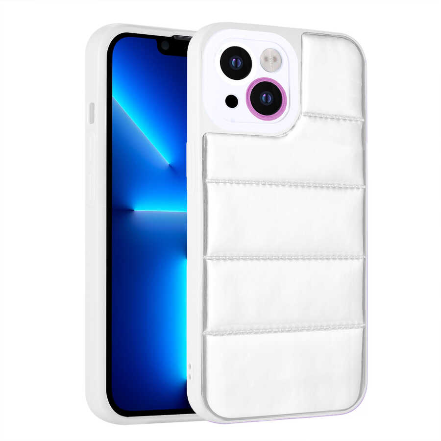 Apple iPhone 13 Kılıf Kamera Korumalı Airbagli Renkli Zore Seksek Kapak Gümüş