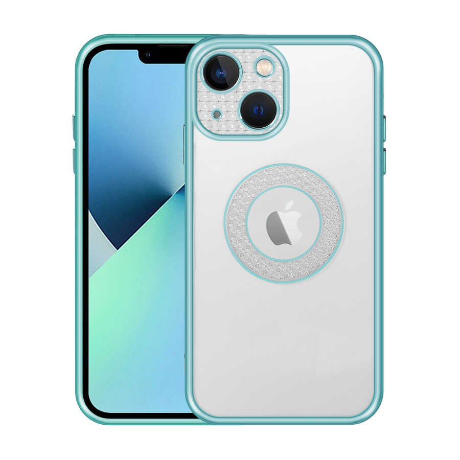 Apple iPhone 13 Kılıf Kamera Korumalı Logo Gösteren Zore Esta Kapak Yeşil