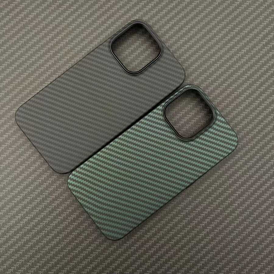 Apple iPhone 13 Kılıf Karbon Fiber Tasarımlı Zore Karbono Kapak Koyu Yeşil
