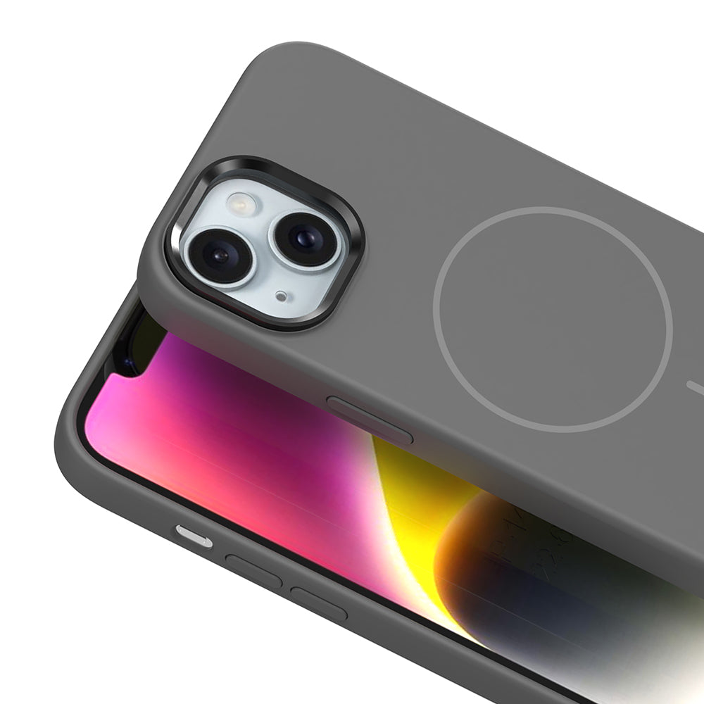 Apple iPhone 13 Kılıf M-Safe Şarj Özellikli Metal Kamera Çerçeveli Zore Edi Silikon Kapak Lila