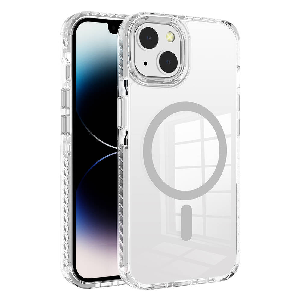 Apple iPhone 13 Kılıf M-safe Şarj Özellikli Airbagli Takılabilir Askı Aparatlı Zore Nana Kapak Gri