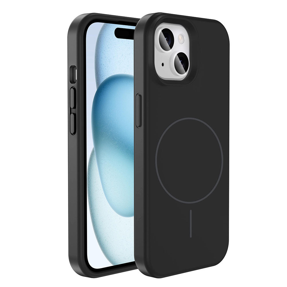 Apple iPhone 13 Kılıf M-safe Şarj Özellikli Sıvı Teknolojili Silinebilir Sert Zore Kivi Kapak Lacivert