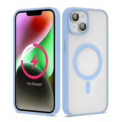 Apple iPhone 13 Kılıf M-safe Wireless Şarj Özellikli Silikon Zore Ege Kapak Açık Mavi