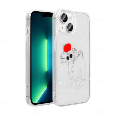 Apple iPhone 13 Kılıf Şeffaf Figürlü Zore Folk Sert Kapak Çilek