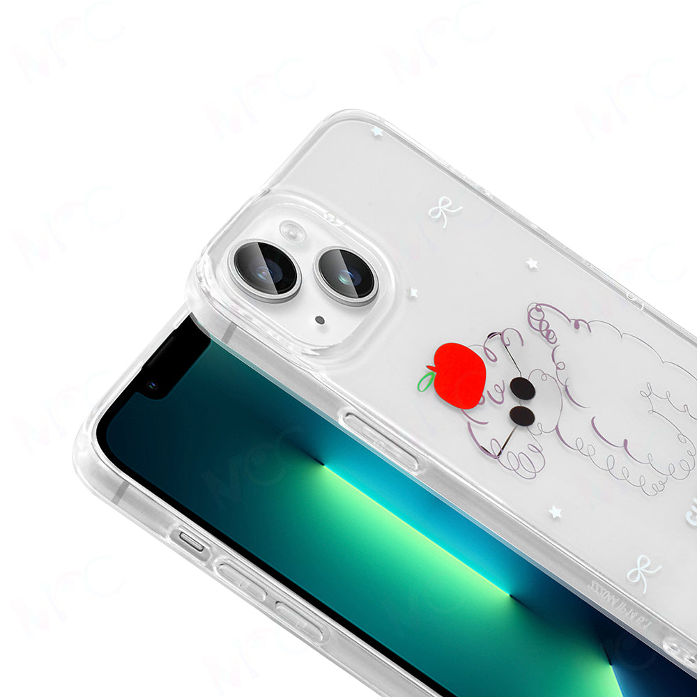 Apple iPhone 13 Kılıf Şeffaf Figürlü Zore Folk Sert Kapak Çilek