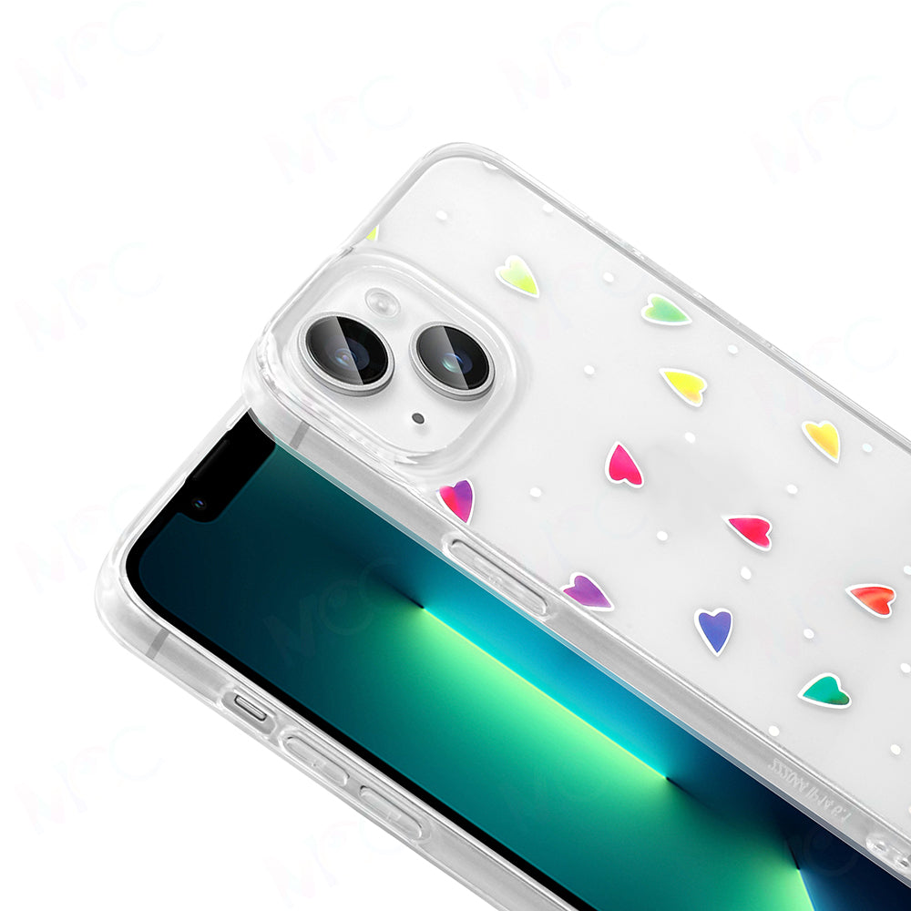 Apple iPhone 13 Kılıf Şeffaf Figürlü Zore Folk Sert Kapak Çilek