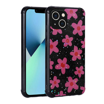 Apple iPhone 13 Kılıf Simli Desenli Kamera Korumalı Parlak Zore Popy Kapak Çiçek