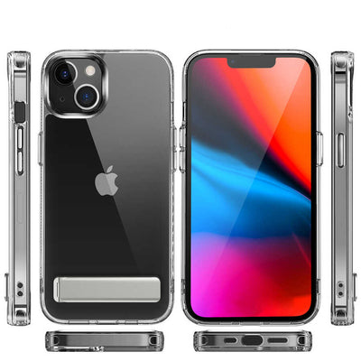 Apple iPhone 13 Kılıf Standlı Şeffaf Silikon Zore L-Stand Kapak Renksiz