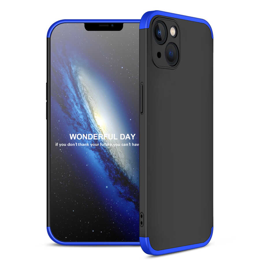 Apple iPhone 13 Kılıf Zore Ays Kapak Siyah-Mavi