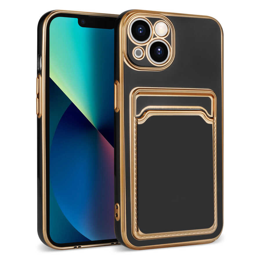 Apple iPhone 13 Kılıf Zore Bark Kartlıklı Kapak Mavi