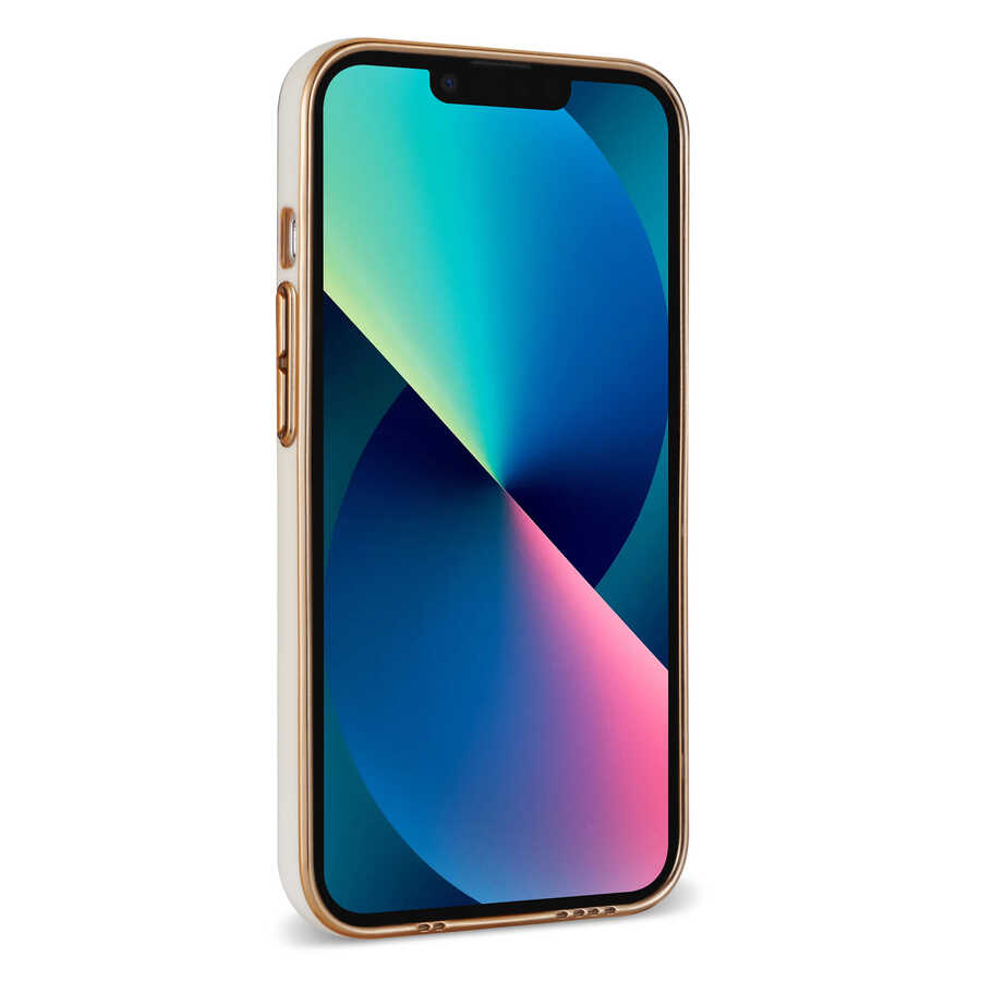 Apple iPhone 13 Kılıf Zore Bark Kartlıklı Kapak Beyaz