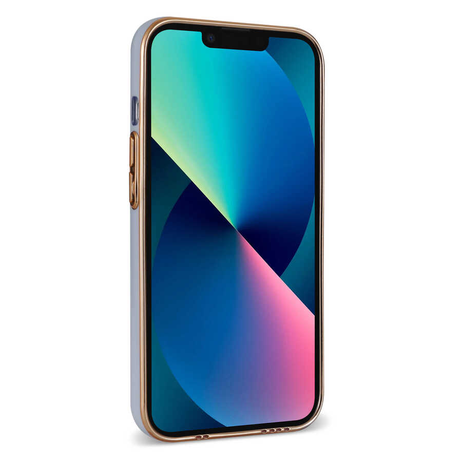 Apple iPhone 13 Kılıf Zore Bark Kartlıklı Kapak Rose Gold