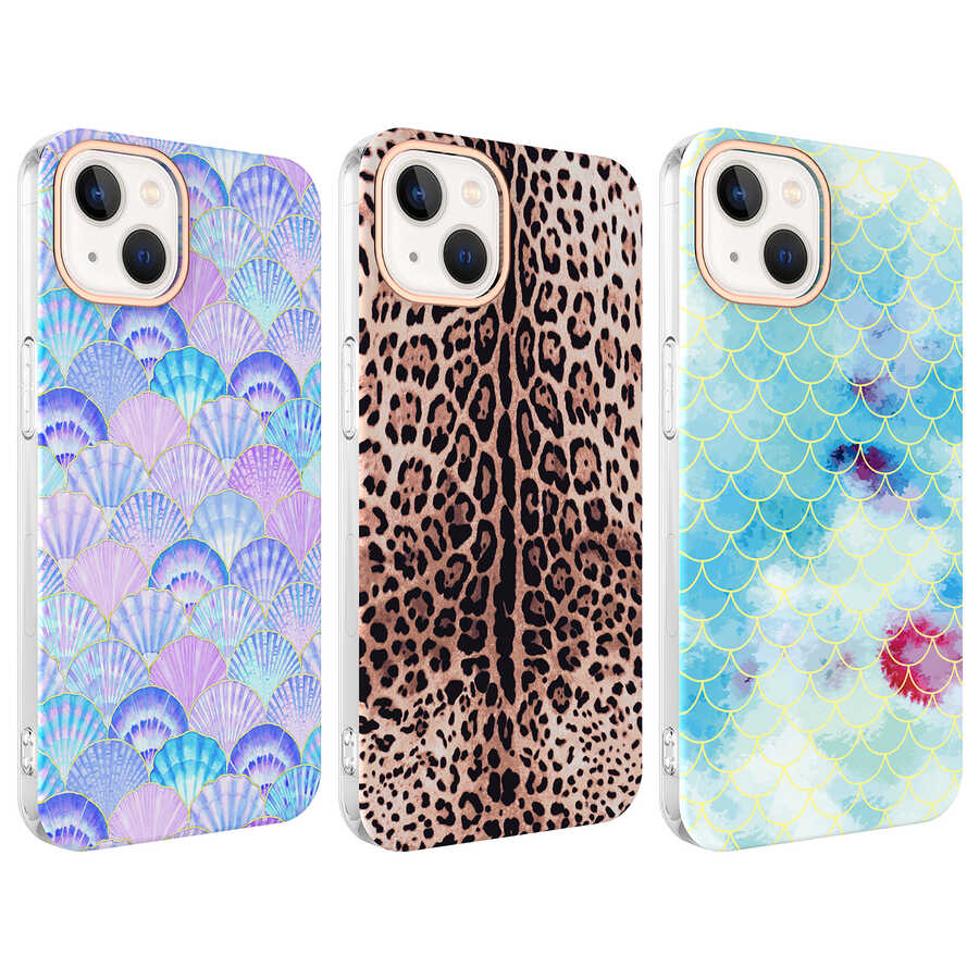 Apple iPhone 13 Kılıf Zore Bella Kapak Leopar