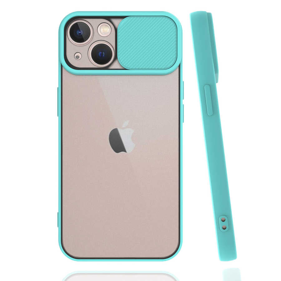 Apple iPhone 13 Kılıf Zore Lensi Kapak Turkuaz