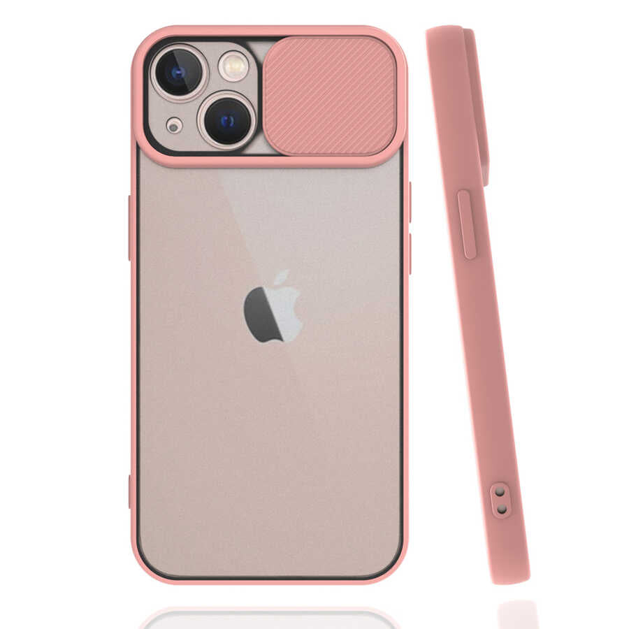 Apple iPhone 13 Kılıf Zore Lensi Kapak Pembe Açık