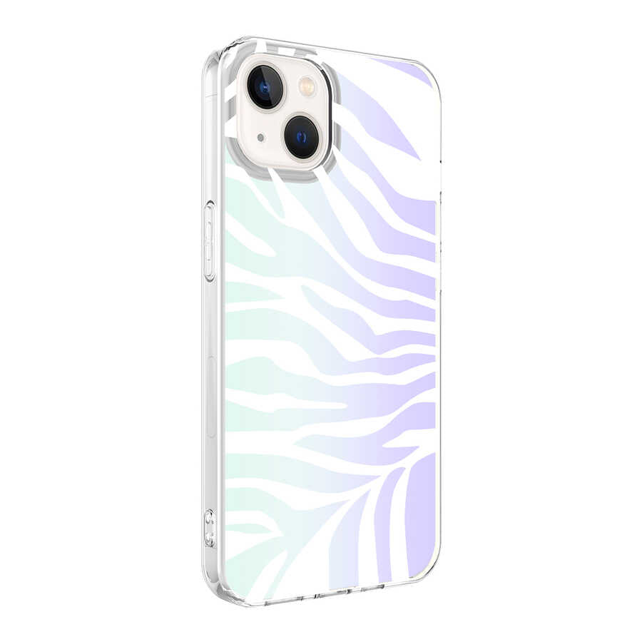 Apple iPhone 13 Kılıf Zore M-Blue Desenli Kapak Cow No2