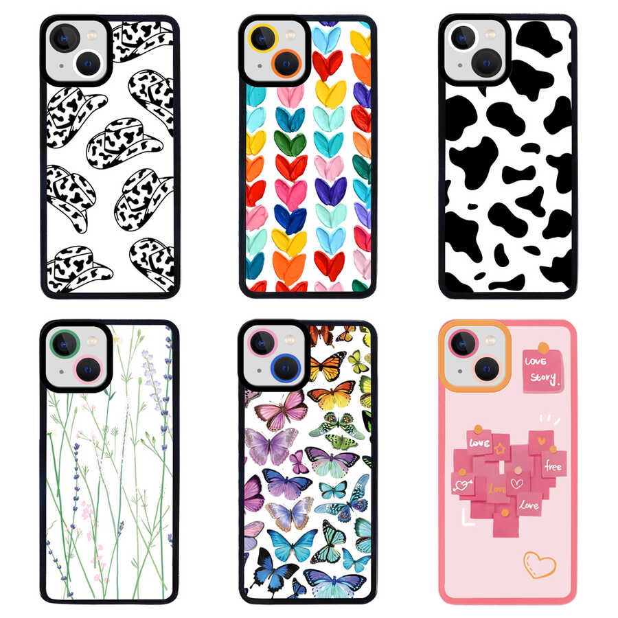 Apple iPhone 13 Kılıf Zore M-Fit Desenli Kapak Flower No4