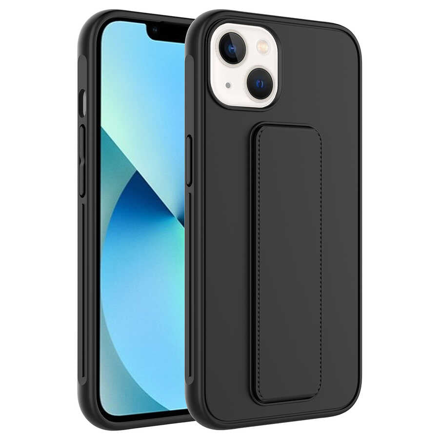 Apple iPhone 13 Kılıf Zore Qstand Kapak Siyah