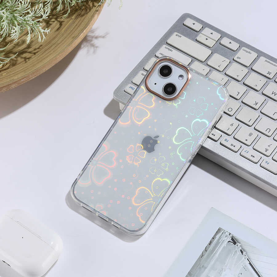 Apple iPhone 13 Kılıf Zore Sidney Desenli Sert Kapak Flower No3