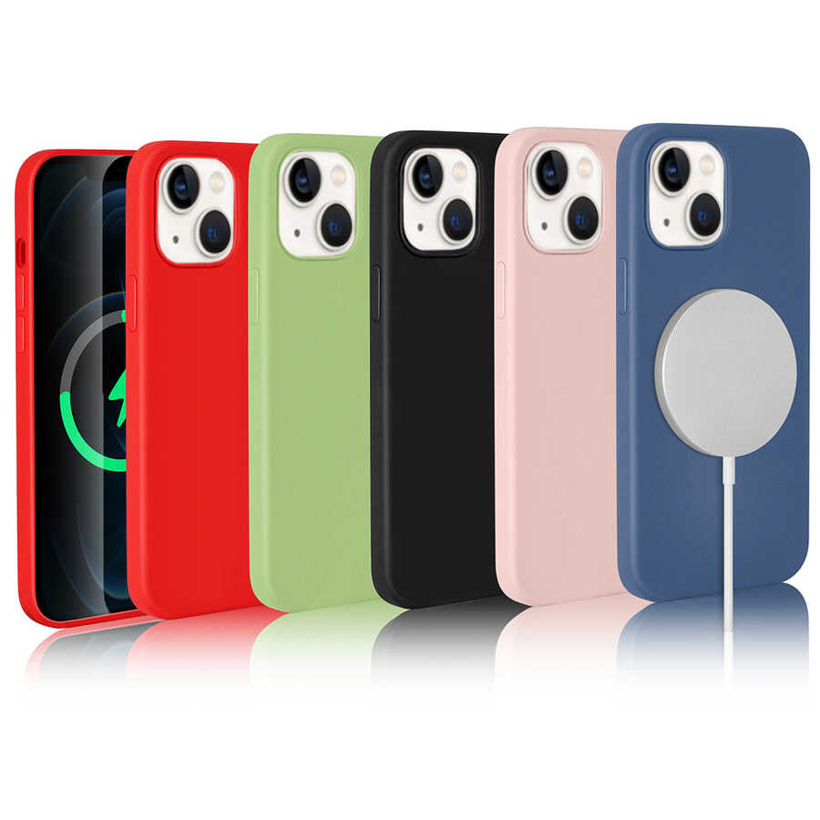 Apple iPhone 13 Kılıf Zore Silksafe Wireless Kapak Kırmızı