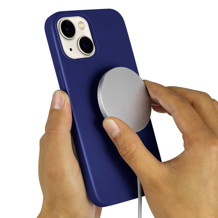 Apple iPhone 13 Kılıf Zore Silksafe Wireless Kapak Siyah