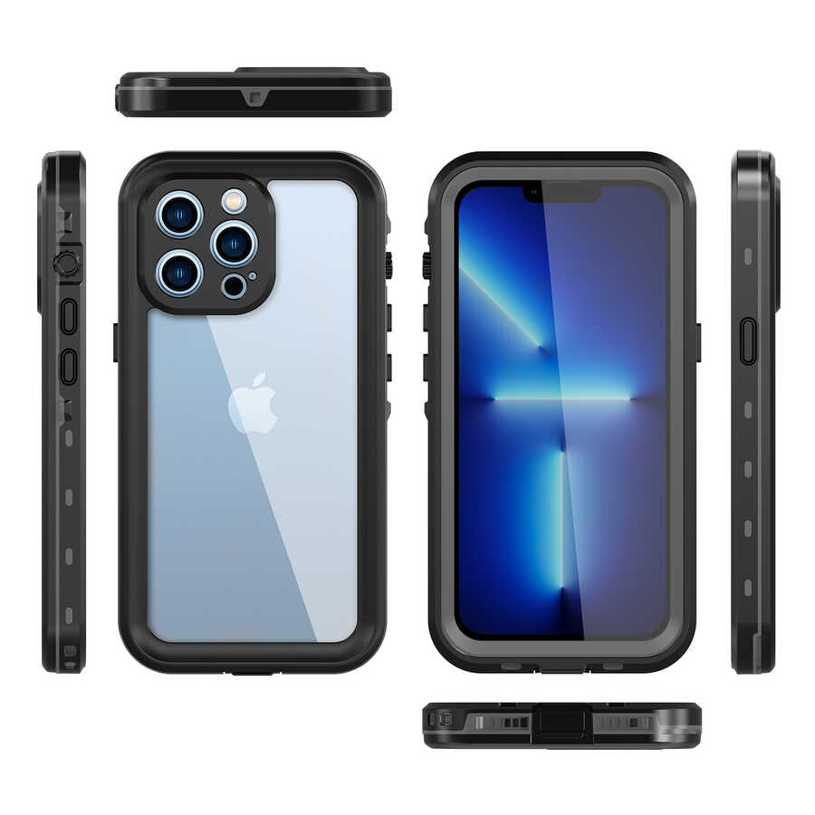 Apple iPhone 13 Pro Kılıf 1-1 Su Geçirmez Kılıf Siyah