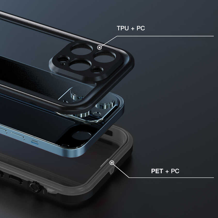 Apple iPhone 13 Pro Kılıf 1-1 Su Geçirmez Kılıf Siyah