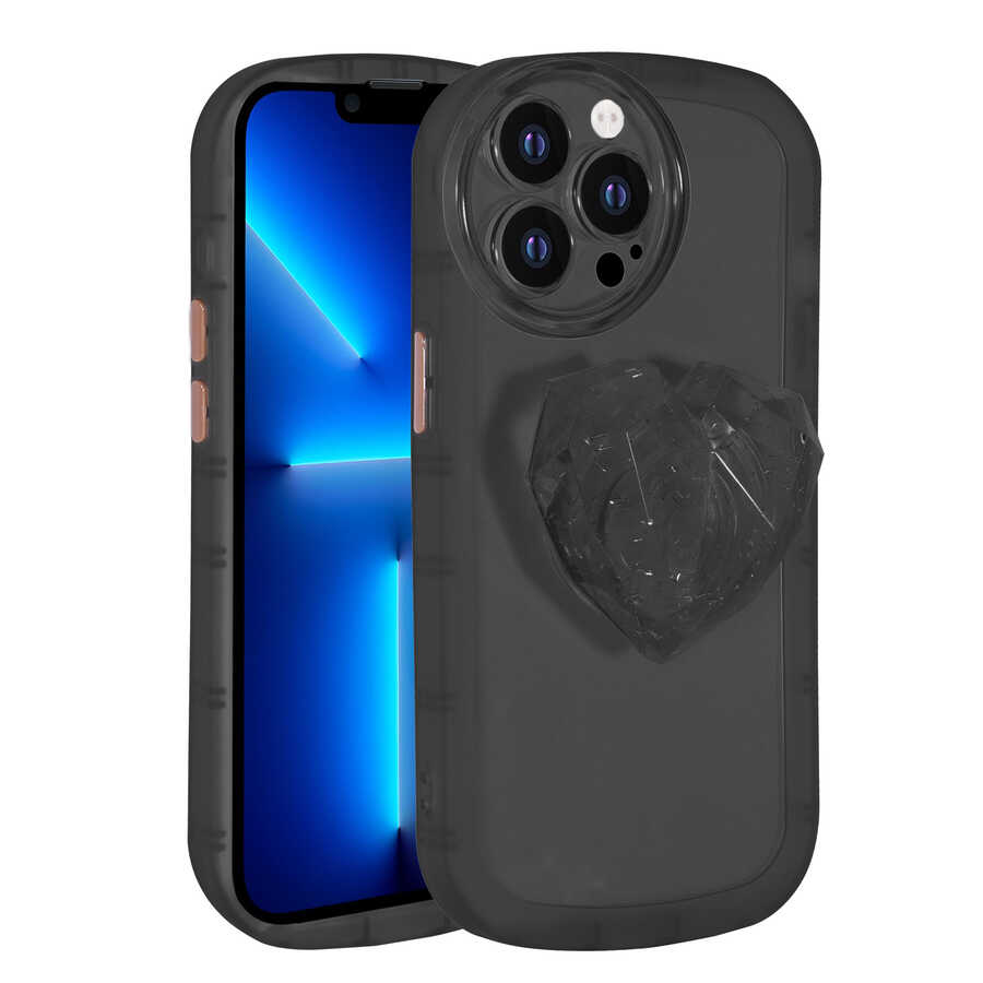 Apple iPhone 13 Pro Kılıf Kamera Korumalı Pop Soketli Renkli Zore Ofro Kapak Siyah