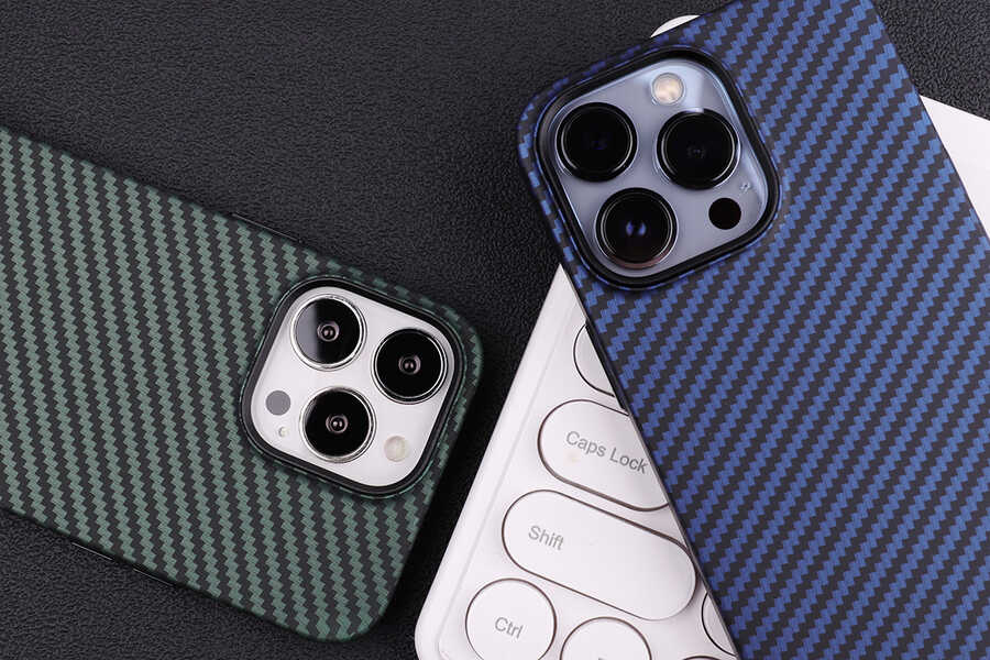 Apple iPhone 13 Pro Kılıf Karbon Fiber Tasarımlı Zore Karbono Kapak Koyu Yeşil