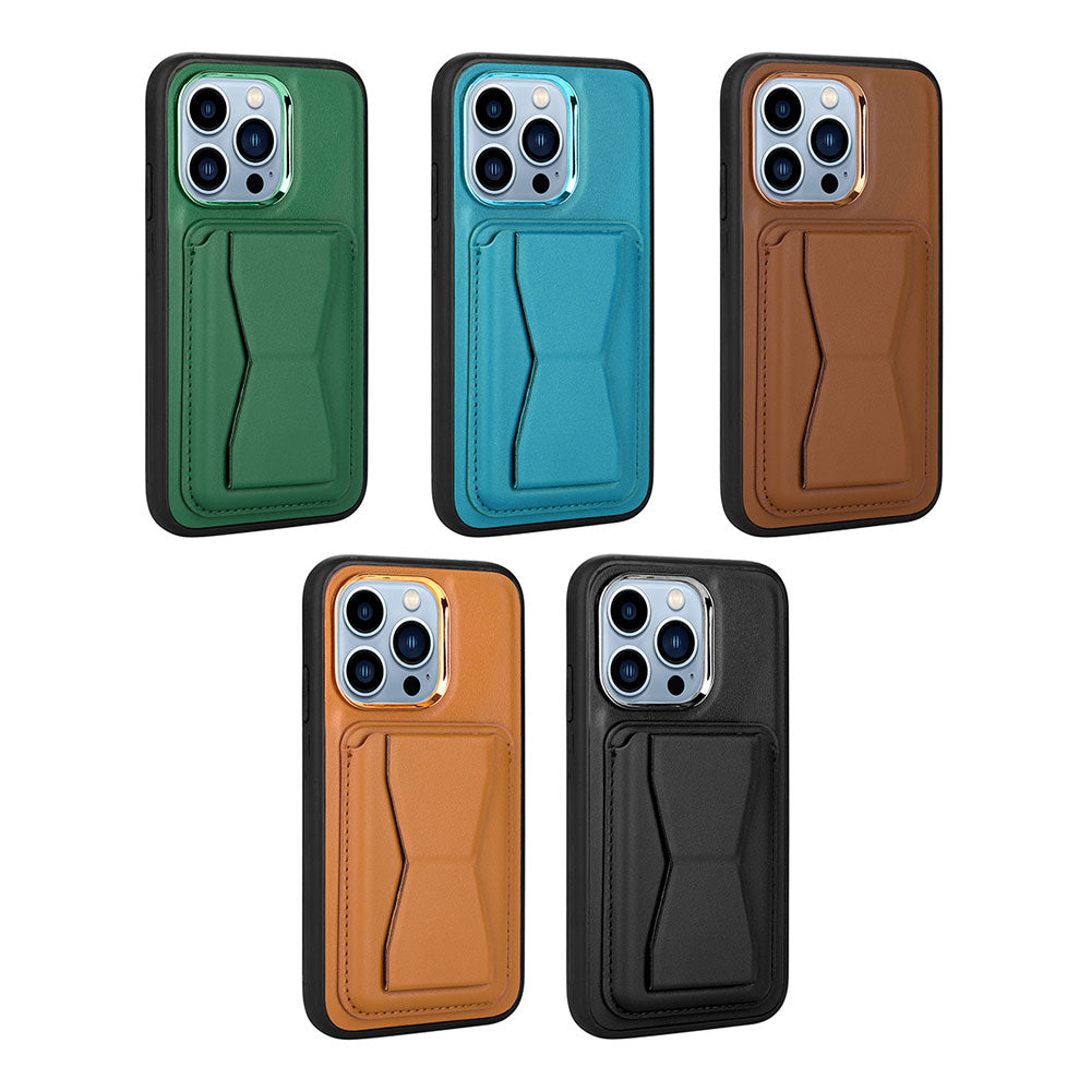 Apple iPhone 13 Pro Kılıf Kartlıklı Standlı Pu Deri Zore Memo Kapak Kahverengi