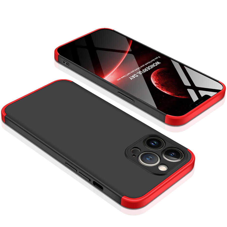 Apple iPhone 13 Pro Kılıf Zore Ays Kapak Siyah-Kırmızı