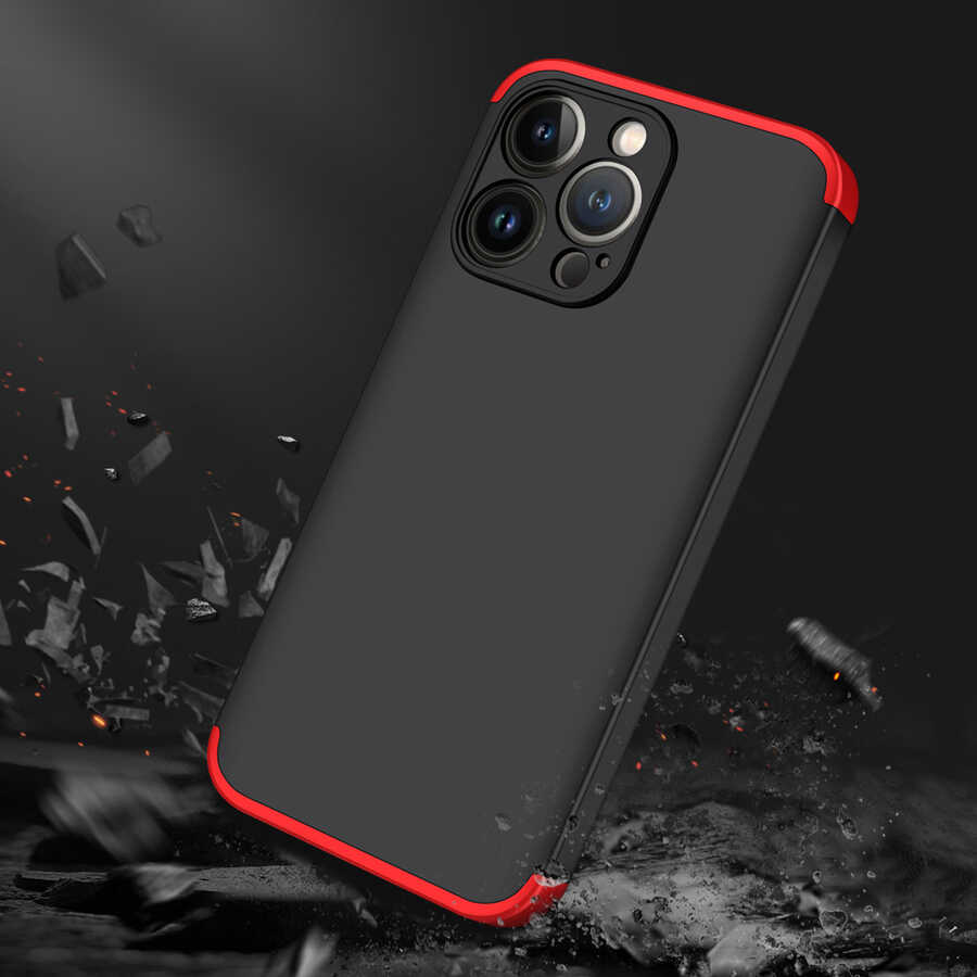 Apple iPhone 13 Pro Kılıf Zore Ays Kapak Siyah-Kırmızı