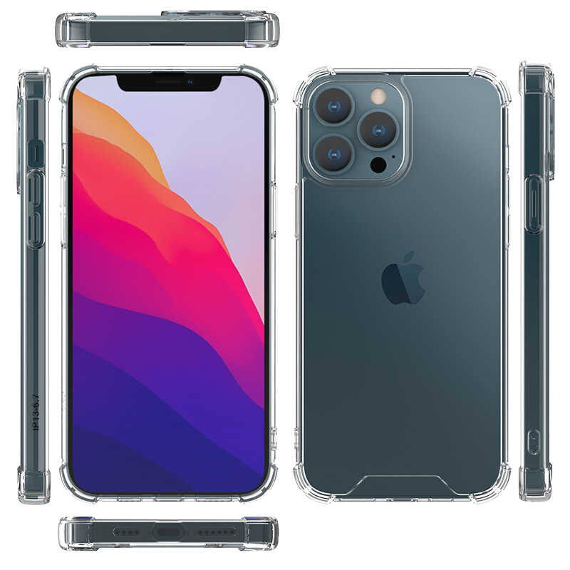 Apple iPhone 13 Pro Kılıf Zore Kamera Korumalı Nitro Anti Shock Silikon Renksiz
