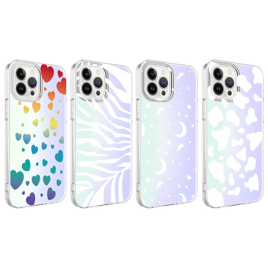 Apple iPhone 13 Pro Kılıf Zore M-Blue Desenli Kapak Heart No3
