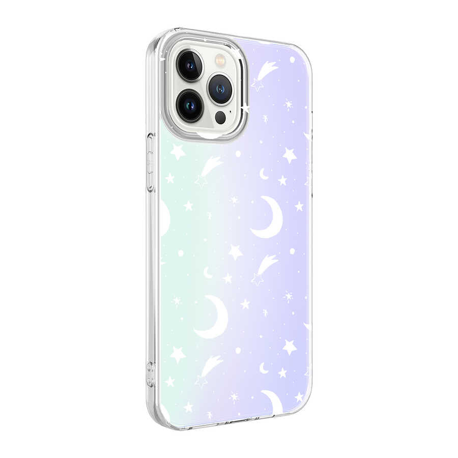 Apple iPhone 13 Pro Kılıf Zore M-Blue Desenli Kapak Moon No4