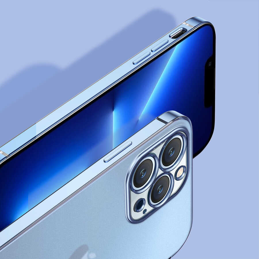 Apple iPhone 13 Pro Kılıf Zore Mat Gbox Kapak Mavi