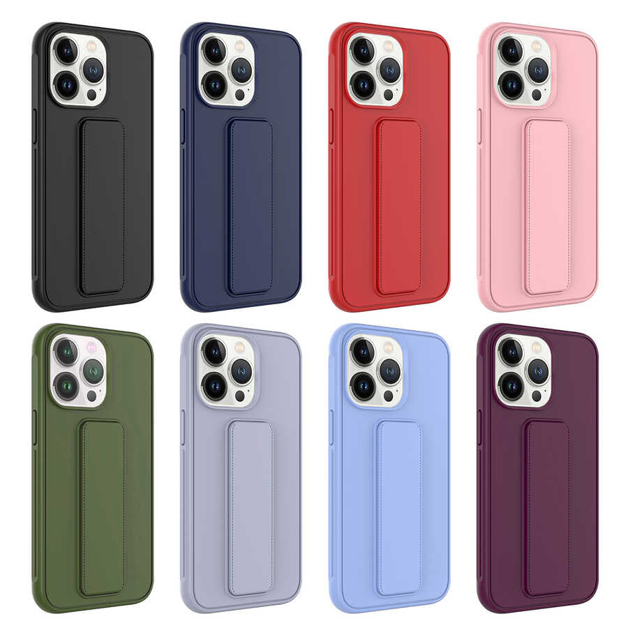 Apple iPhone 13 Pro Kılıf Zore Qstand Kapak Pembe