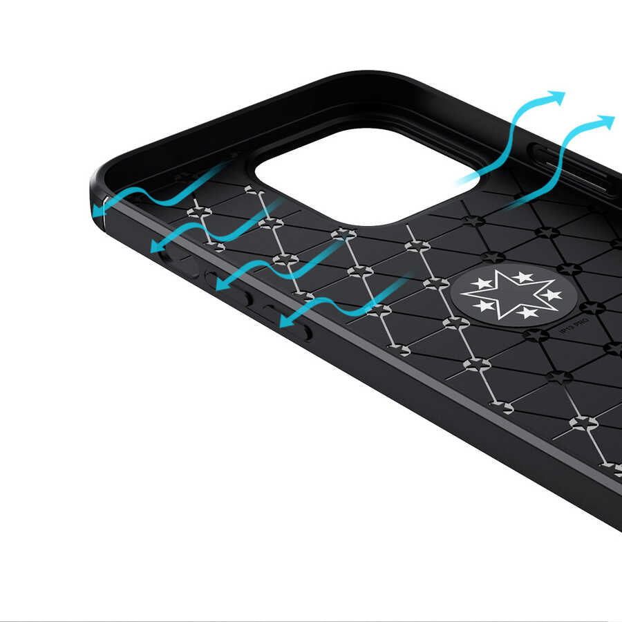 Apple iPhone 13 Pro Kılıf Zore Ravel Silikon Kapak Siyah-Kırmızı