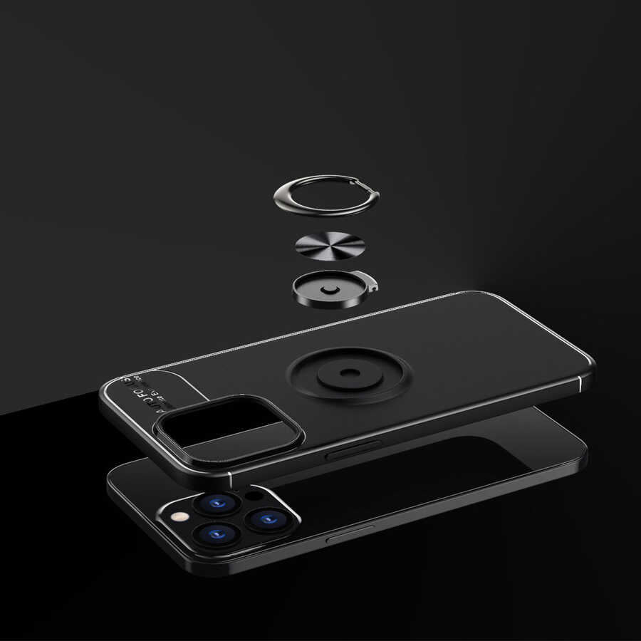 Apple iPhone 13 Pro Kılıf Zore Ravel Silikon Kapak Siyah-Kırmızı