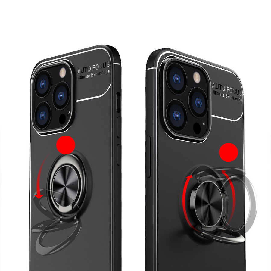 Apple iPhone 13 Pro Kılıf Zore Ravel Silikon Kapak Siyah-Kırmızı