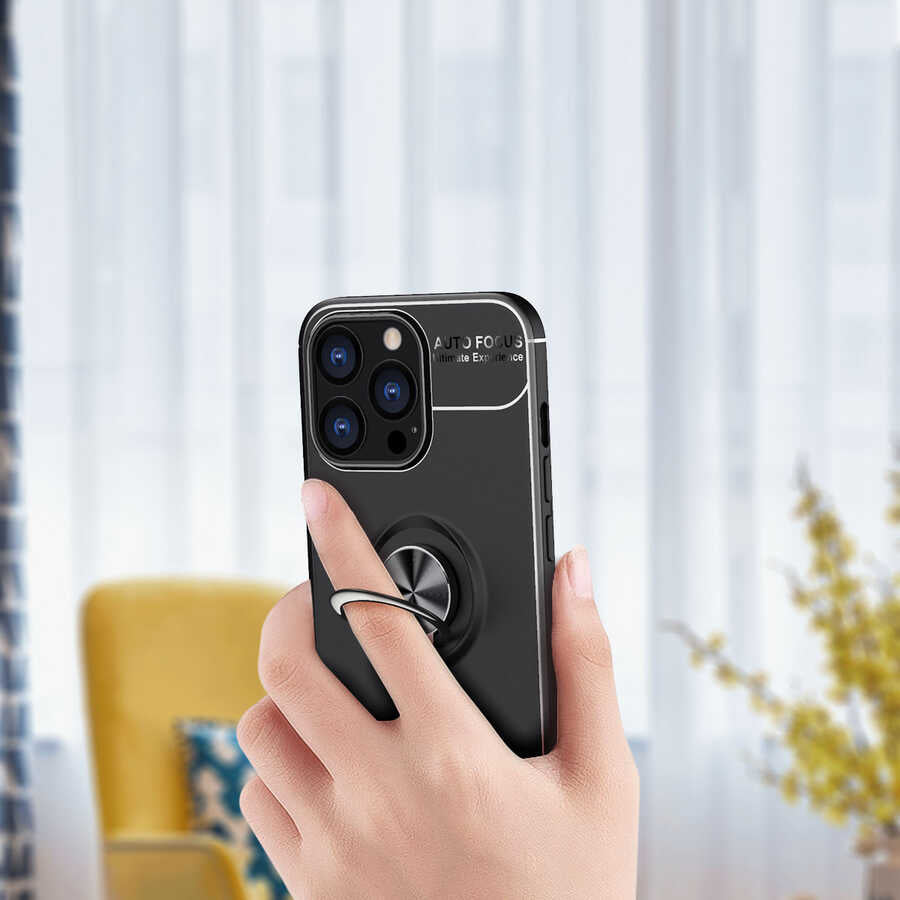Apple iPhone 13 Pro Kılıf Zore Ravel Silikon Kapak Siyah-Kırmızı