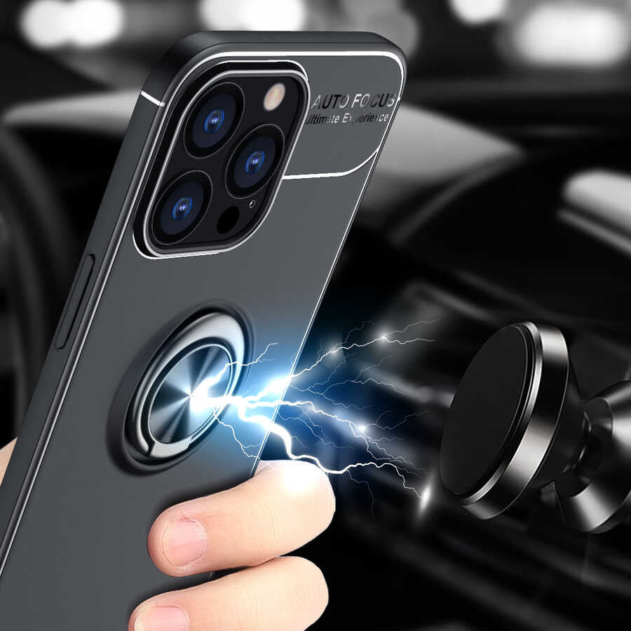 Apple iPhone 13 Pro Kılıf Zore Ravel Silikon Kapak Siyah-Kırmızı