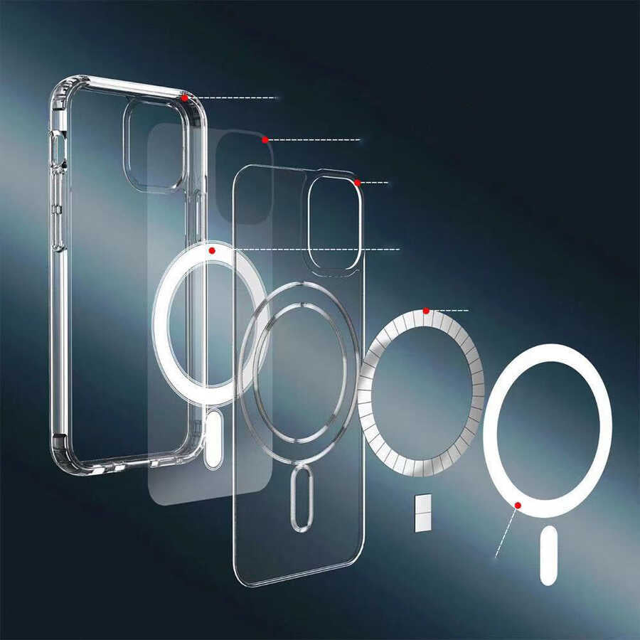 Apple iPhone 13 Pro Kılıf Zore Tacsafe Wireless Kapak Renksiz