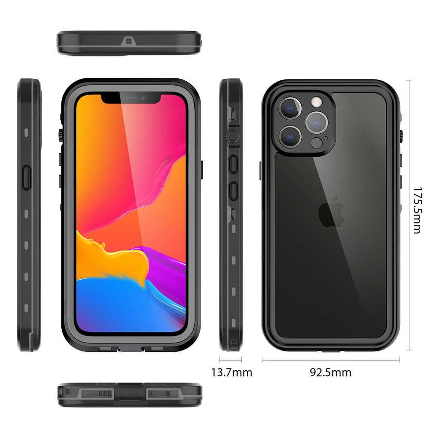 Apple iPhone 13 Pro Max Kılıf 1-1 Su Geçirmez Kılıf Siyah