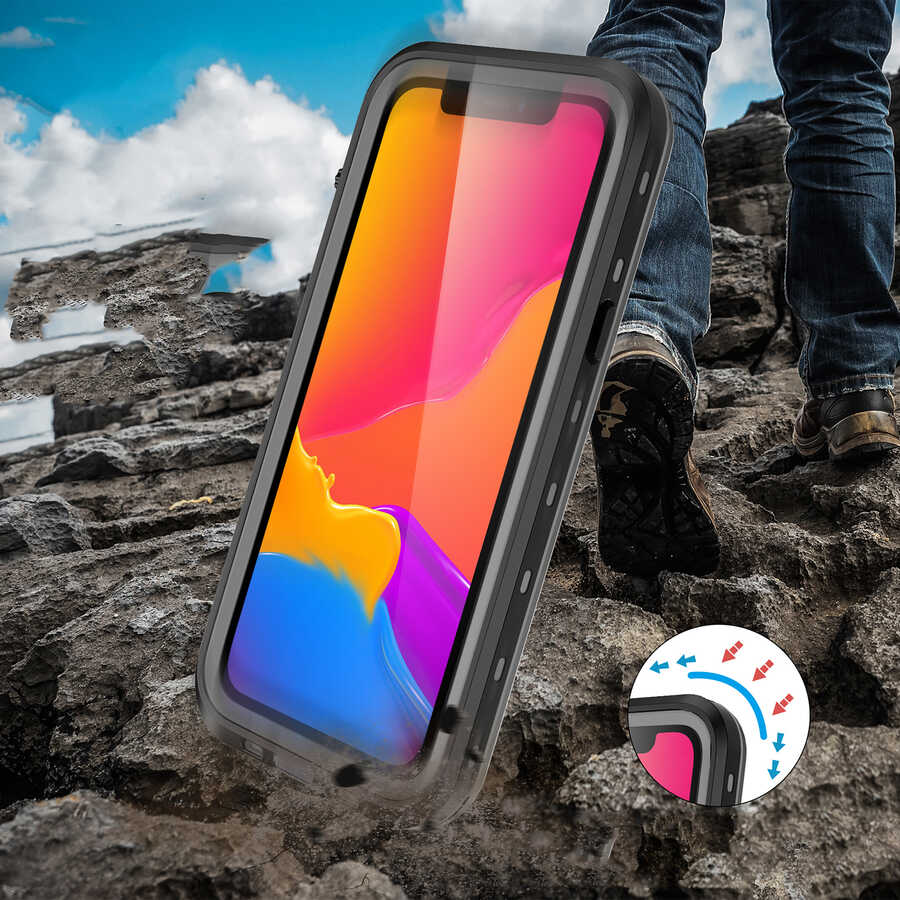 Apple iPhone 13 Pro Max Kılıf 1-1 Su Geçirmez Kılıf Siyah