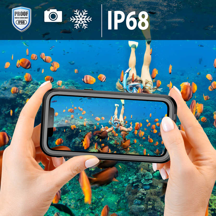Apple iPhone 13 Pro Max Kılıf 1-1 Su Geçirmez Kılıf Siyah