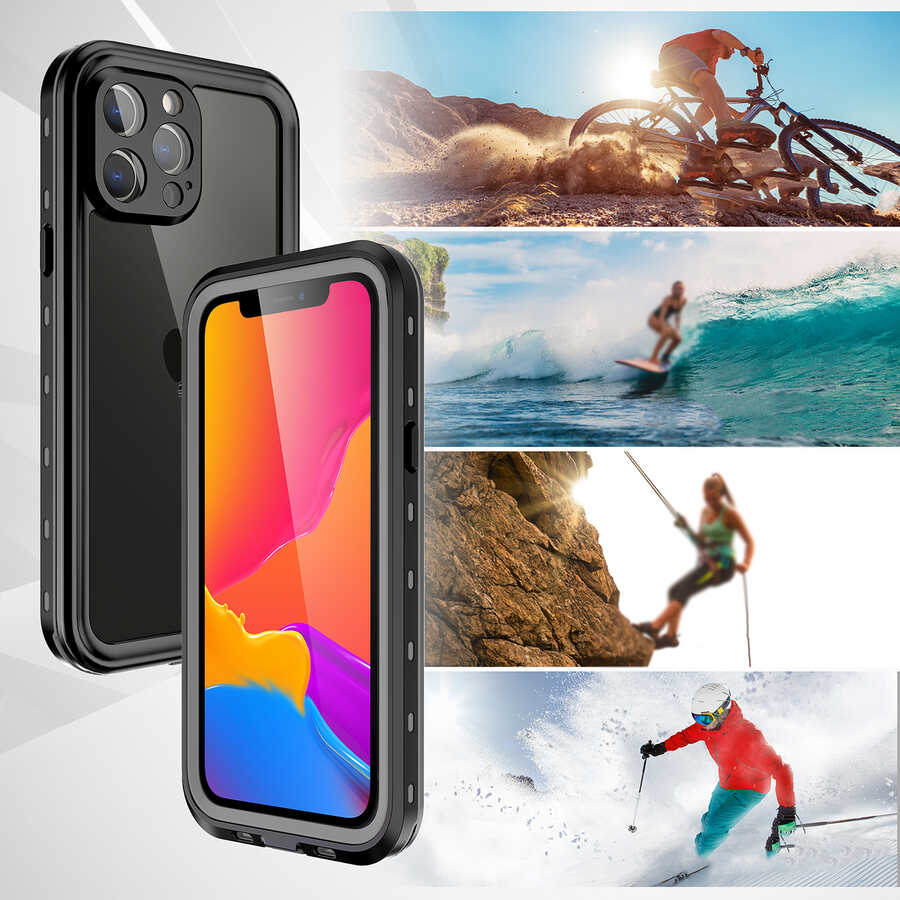 Apple iPhone 13 Pro Max Kılıf 1-1 Su Geçirmez Kılıf Siyah